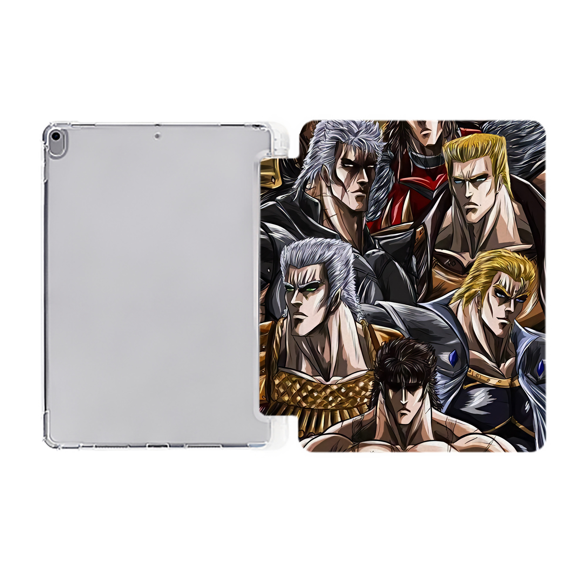 （画像用） 北斗の拳 Fist of the North Star IPad ケース ペン収納付き 三つ折りスタンド PUレザー×シリコン 対応機種9.5/10.5/10.9インチ